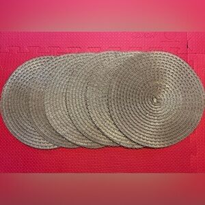 Woven metallic silver placemat set of 6